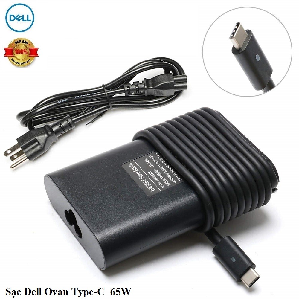 Sạc Adapter Laptop Dell 20V 3.25A 65W đầu USB-C - Chính hãng